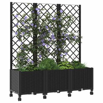 Pflanzkübel mit Spalier und Rädern Schwarz 120 x 40 x 146 cm PP