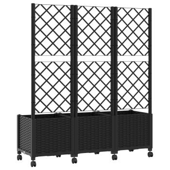 Pflanzkübel mit Spalier und Rädern Schwarz 120 x 40 x 146 cm PP