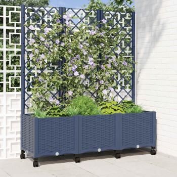 ARDEBO.de - Pflanzkübel mit Spalier und Rädern Blaugrau 120 x 40 x 146 cm