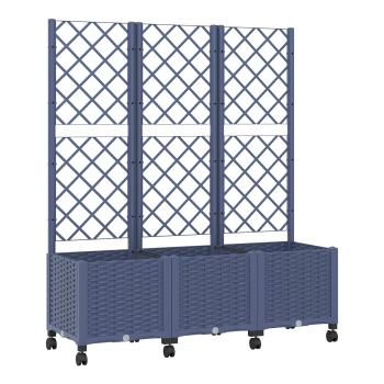 Pflanzkübel mit Spalier und Rädern Blaugrau 120 x 40 x 146 cm