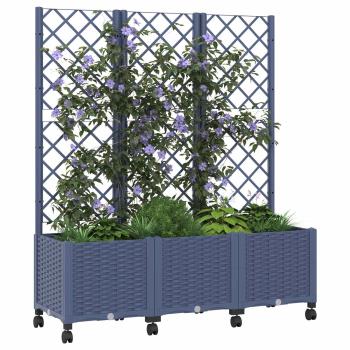 Pflanzkübel mit Spalier und Rädern Blaugrau 120 x 40 x 146 cm