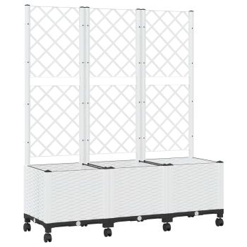 Pflanzkübel mit Spalier und Rädern Weiß 120 x 40 x 146 cm PP