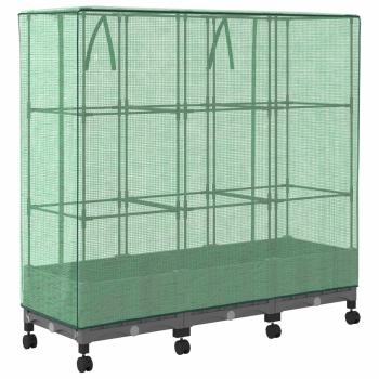 Gartenplanter mit Gewächshausabdeckung und Rädern 3 stk. PP