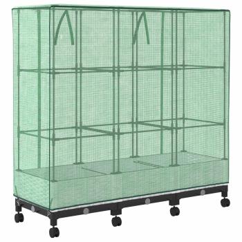 Gartenplanter mit Gewächshausabdeckung und Rädern 3 stk. Weiß
