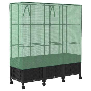 Gartenplanter mit Gewächshausabdeckung und Rädern 3 stk. PP