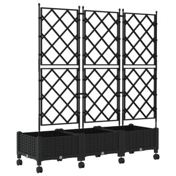 Pflanzkübel mit Spalier und Rädern 3 Stk. Schwarz PP
