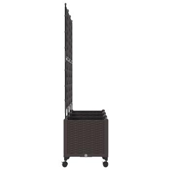 Pflanzkübel mit Spalier und Rädern 3 stk. Braun PP