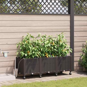 ARDEBO.de - Garten Blumenkübel mit Bewässerung und Rädern 3 stk. Braun PP