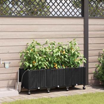 ARDEBO.de - Garten Blumenkübel mit Bewässerung und Rädern 3 Stk. Schwarz PP