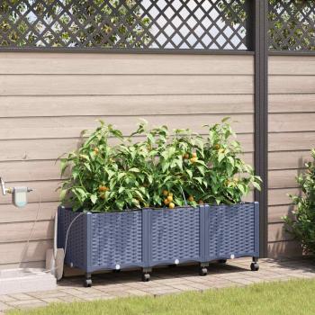 ARDEBO.de - Garten Blumenkübel mit Bewässerung und Rädern 3 Stk. Grau PP