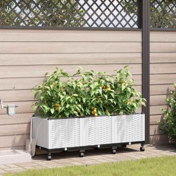ARDEBO.de - Garten Blumenkübel mit Bewässerung und Rädern 3 Stk. Weiß PP