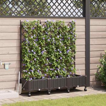 ARDEBO.de - Garten Blumenkübel mit Bewässerung und Rädern 3 Stk. Braun PP