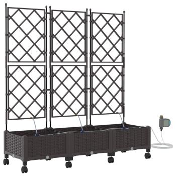 Garten Blumenkübel mit Bewässerung und Rädern 3 Stk. Braun PP