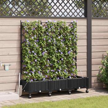 ARDEBO.de - Garten Blumenkübel mit Bewässerung und Rädern 3 Stk. Schwarz PP