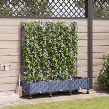 ARDEBO.de - Garten Blumenkübel mit Bewässerung und Rädern 3 Stk. Grau PP
