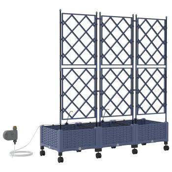 Garten Blumenkübel mit Bewässerung und Rädern 3 Stk. Grau PP