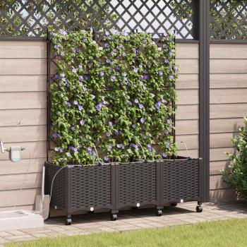 ARDEBO.de - Garten Blumenkübel mit Bewässerung und Rädern 3 Stk. Braun PP
