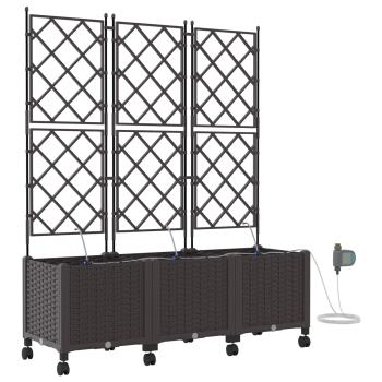 Garten Blumenkübel mit Bewässerung und Rädern 3 Stk. Braun PP