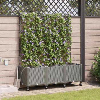 ARDEBO.de - Garten Blumenkübel mit Bewässerung und Rädern 3 Stk. Hellgrau