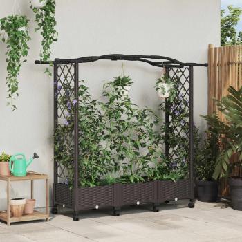 ARDEBO.de - Hochbeet mit Spalier und Rädern Braun 169 x 40 x 129 cm PP