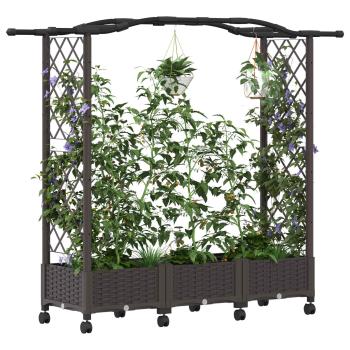 Hochbeet mit Spalier und Rädern Braun 169 x 40 x 129 cm PP
