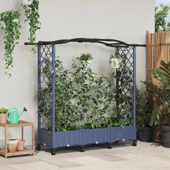 ARDEBO.de - Hochbeet mit Rankgitter und Dach Grau 169 x 40 x 129 cm PP