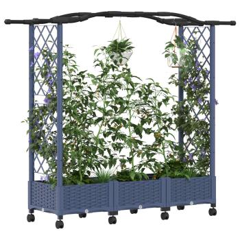 Hochbeet mit Rankgitter und Dach Grau 169 x 40 x 129 cm PP