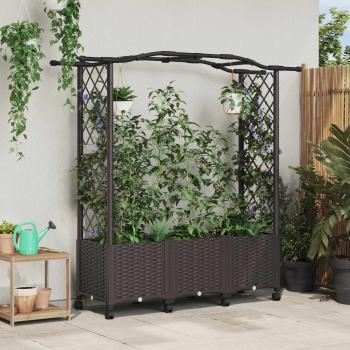 ARDEBO.de - Hochbeet mit Rankgitter und Dach Braun 164 x 40 x 144 cm PP