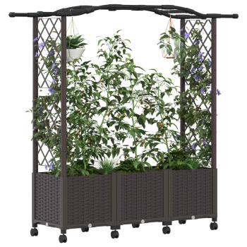 Hochbeet mit Rankgitter und Dach Braun 164 x 40 x 144 cm PP