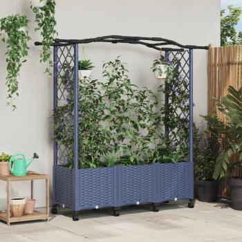 ARDEBO.de - Hochbeet mit Rankgitter und Dach Grau 164 x 40 x 144 cm PP