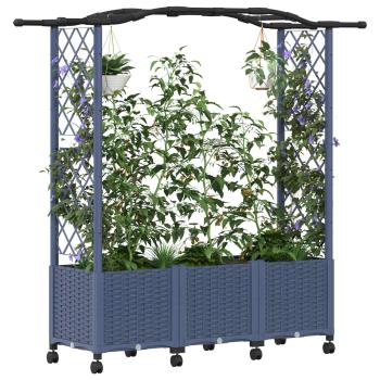 Hochbeet mit Rankgitter und Dach Grau 164 x 40 x 144 cm PP