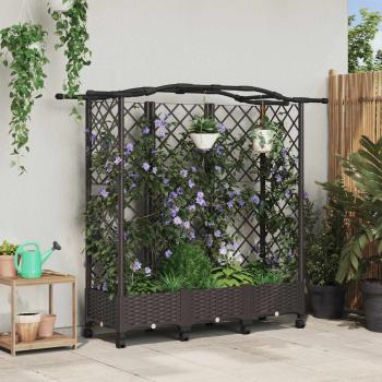 ARDEBO.de - Hochbeet mit Rankgitter und Dach Braun 163 x 40 x 129 cm PP