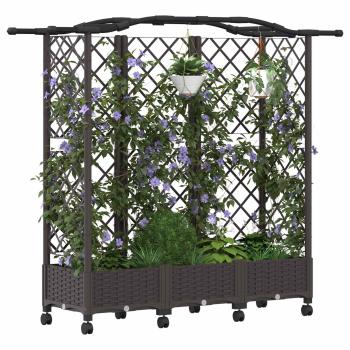 Hochbeet mit Rankgitter und Dach Braun 163 x 40 x 129 cm PP