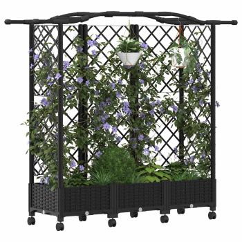 Hochbeet mit Rankgitter und Dach Schwarz 163 x 40 x 129 cm PP