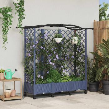 ARDEBO.de - Hochbeet mit Rankgitter und Dach Grau 163 x 40 x 129 cm PP