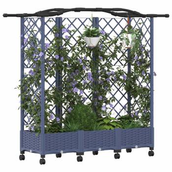 Hochbeet mit Rankgitter und Dach Grau 163 x 40 x 129 cm PP