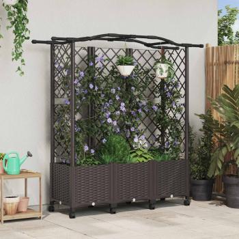 ARDEBO.de - Hochbeet mit Rankgitter und Dach Braun 163 x 40 x 144 cm PP