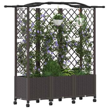 Hochbeet mit Rankgitter und Dach Braun 163 x 40 x 144 cm PP