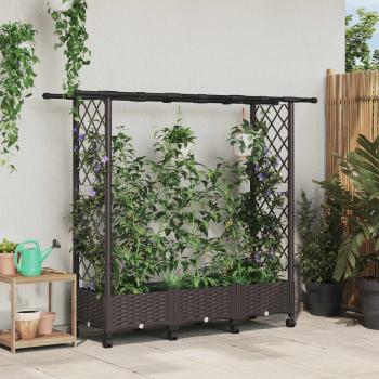 ARDEBO.de - Hochbeet mit Rankgitter und Dach Braun 164 x 40 x 127 cm PP