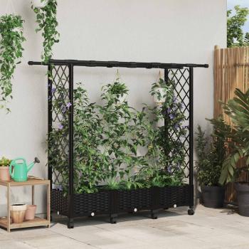 ARDEBO.de - Hochbeet mit Rankgitter und Dach Schwarz 164 x 40 x 127 cm PP