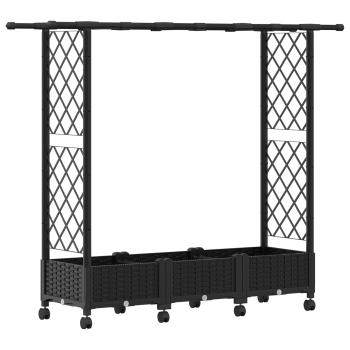 Hochbeet mit Rankgitter und Dach Schwarz 164 x 40 x 127 cm PP
