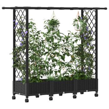 Hochbeet mit Rankgitter und Dach Schwarz 164 x 40 x 127 cm PP