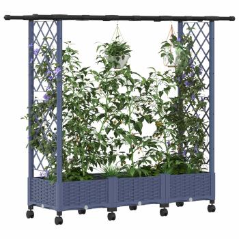 Hochbeet mit Rankgitter und Dach Grau 164 x 40 x 127 cm PP