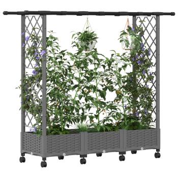 Hochbeet mit Rankgitter und Dach Hellgrau 164 x 40 x 127 cm PP
