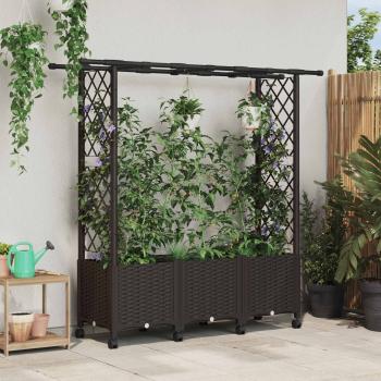 ARDEBO.de - Hochbeet mit Rankgitter und Dach Braun 162,5 x 40 x 142 cm PP