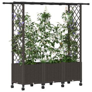 Hochbeet mit Rankgitter und Dach Braun 162,5 x 40 x 142 cm PP