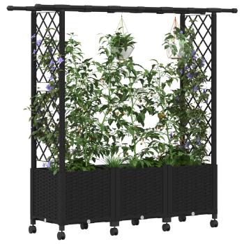Hochbeet mit Rankgitter und Dach Schwarz 162,5 x 40 x 142 cm PP