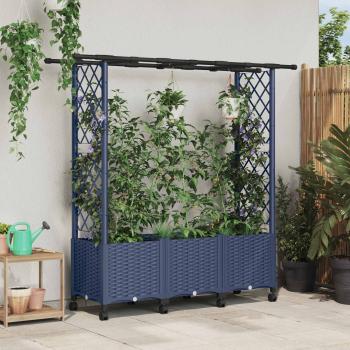 ARDEBO.de - Hochbeet mit Rankgitter und Dach Grau 162,5 x 40 x 142 cm PP