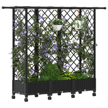 Hochbeet mit Rankgitter und Dach Schwarz 164 x 40 x 127 cm PP