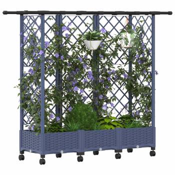 Hochbeet mit Rankgitter und Dach Grau 164 x 40 x 127 cm PP